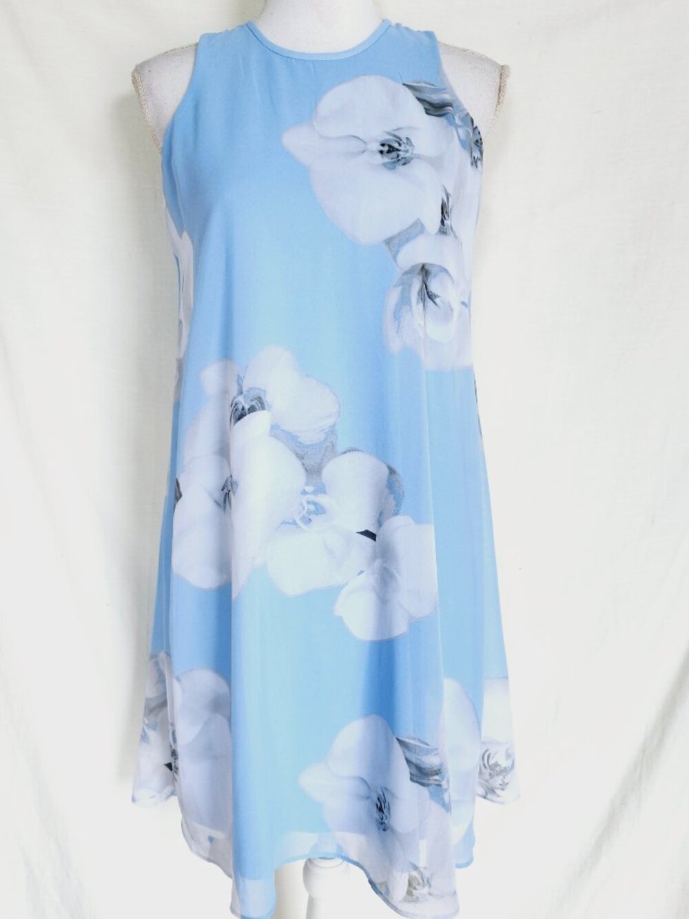Calvin Klein A Line Chiffon Dress Size 2 Floral